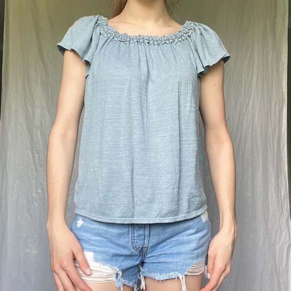 Max Studio Medium Light Blue Summer Top Blouse - Picture 4 of 11